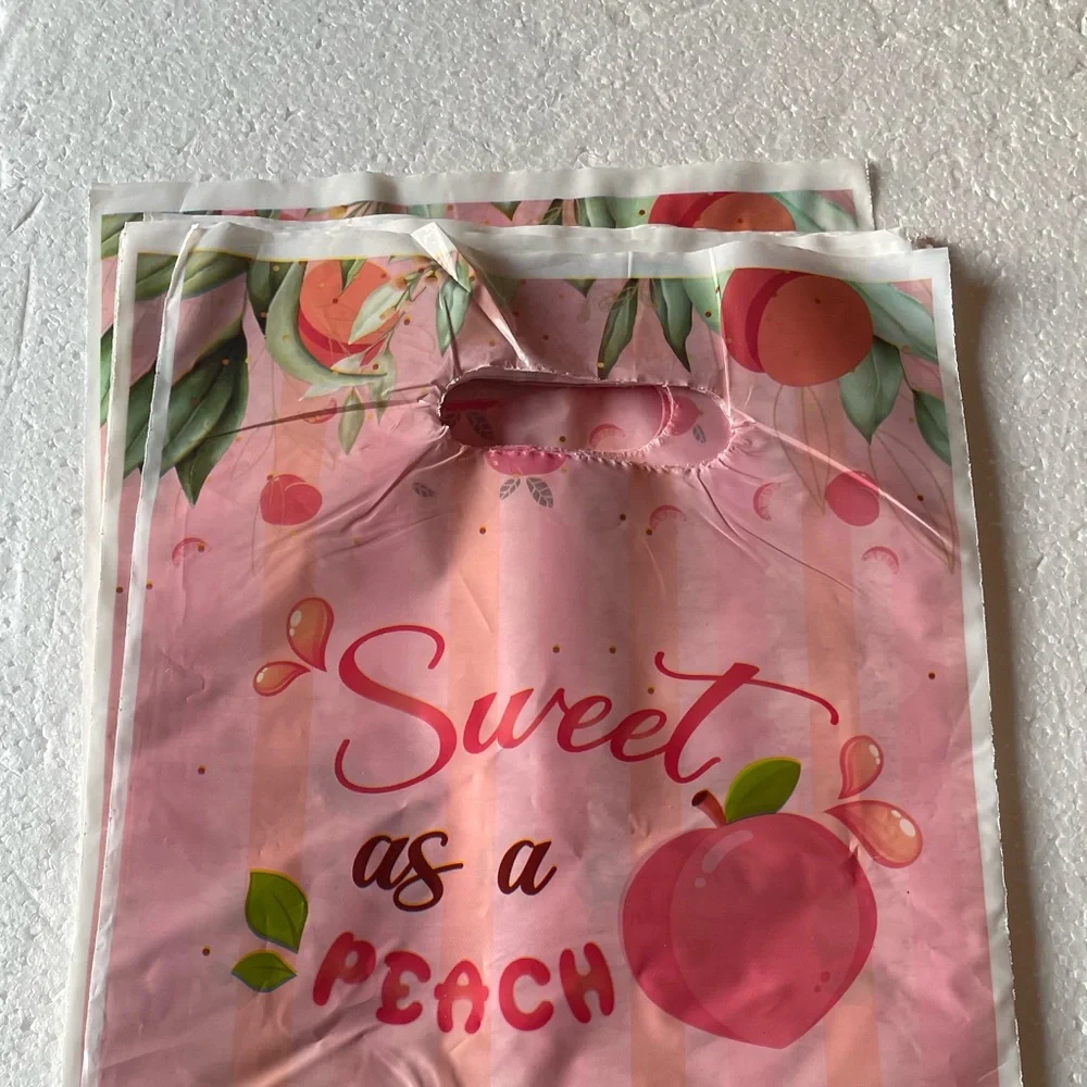 NWOT “Sweet as a Peach” Orange, White & Pink Gift Bag 20 Goodie Bags 10.2 X 7.1”